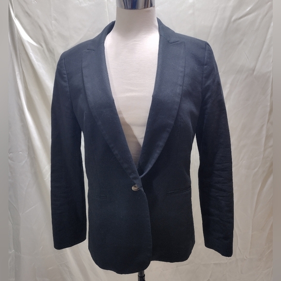J. Crew Jackets & Blazers - J.Crew Womens Linen Blend Holland Blazer One Button Black Size 10 AL222